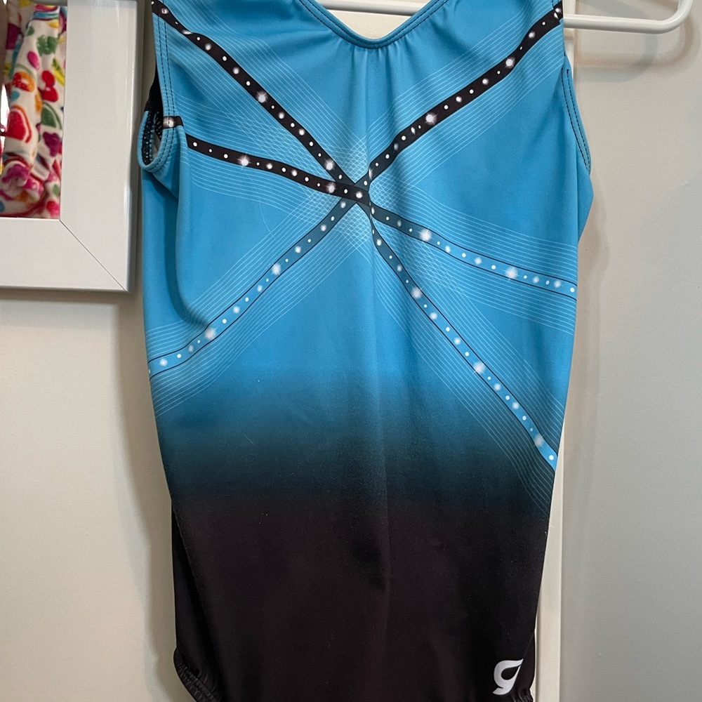 GK GLITZ & GLAM Tank Blue & Black Leotard